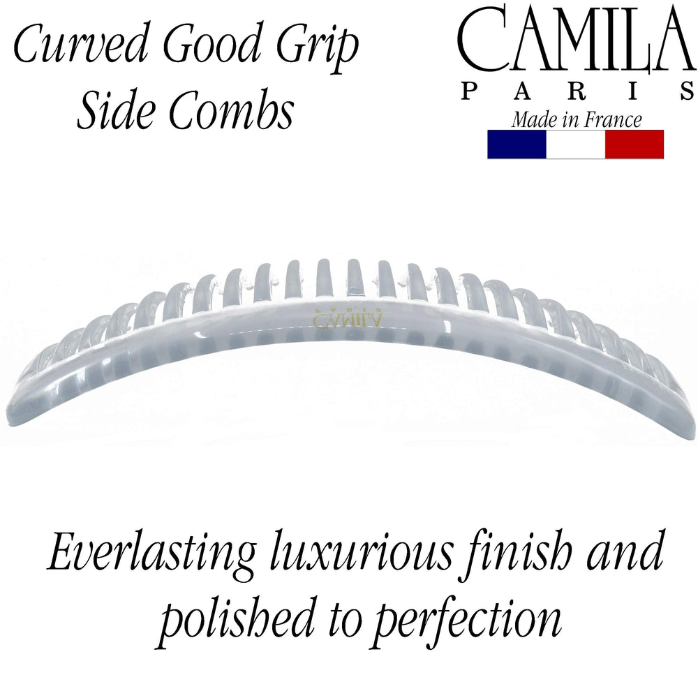 Camila Paris comb in hand demonstrating 4-inch size and scale