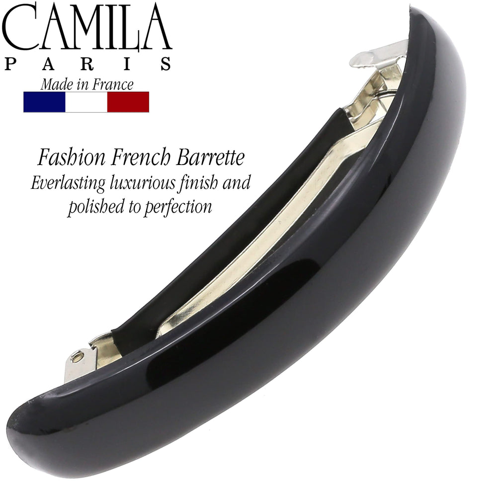 Camila Paris barrette used in half-up hairstyle delivering comfortable all-day hold