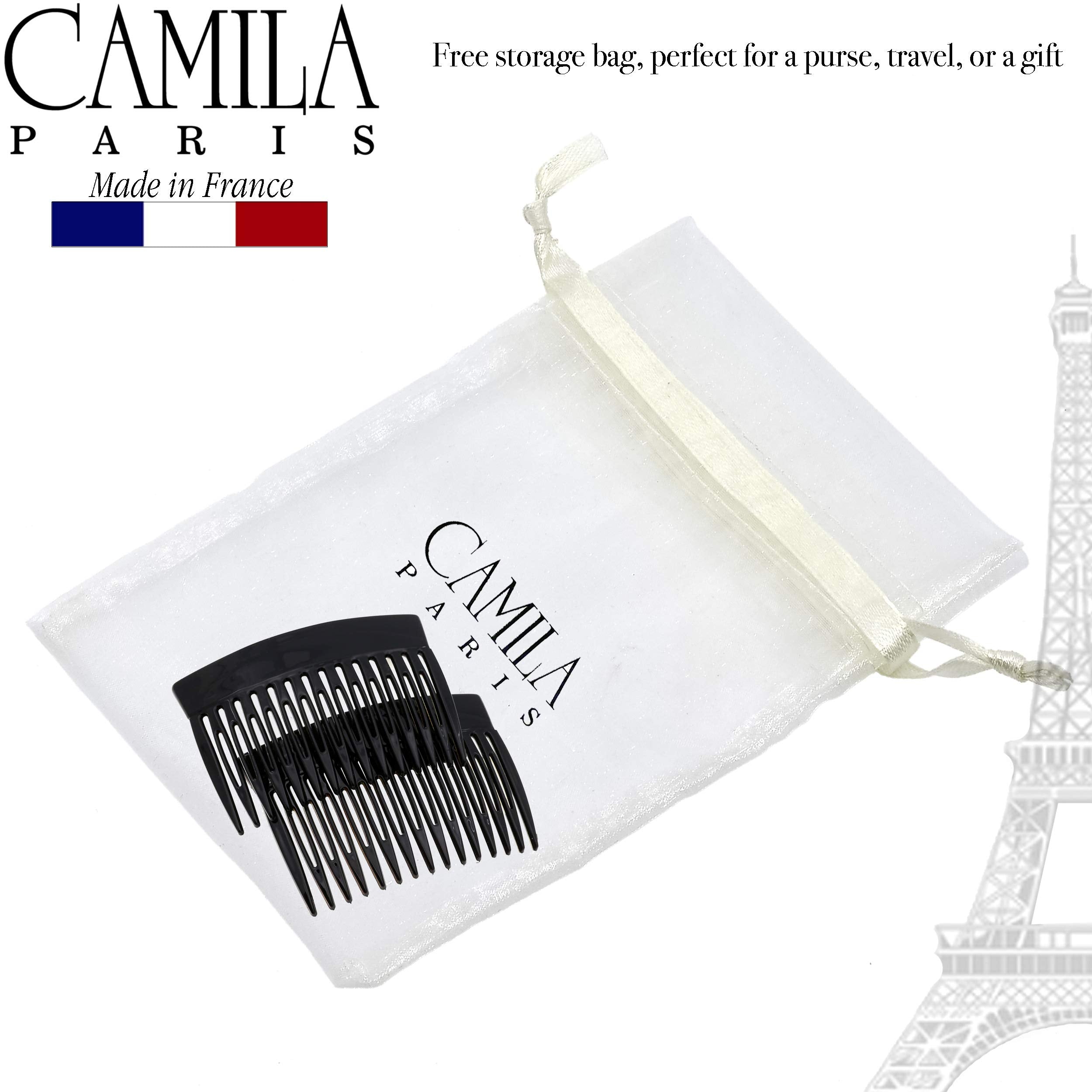 Camila Paris comb beside ruler showing 3-inch scale for sizing and placement clarity