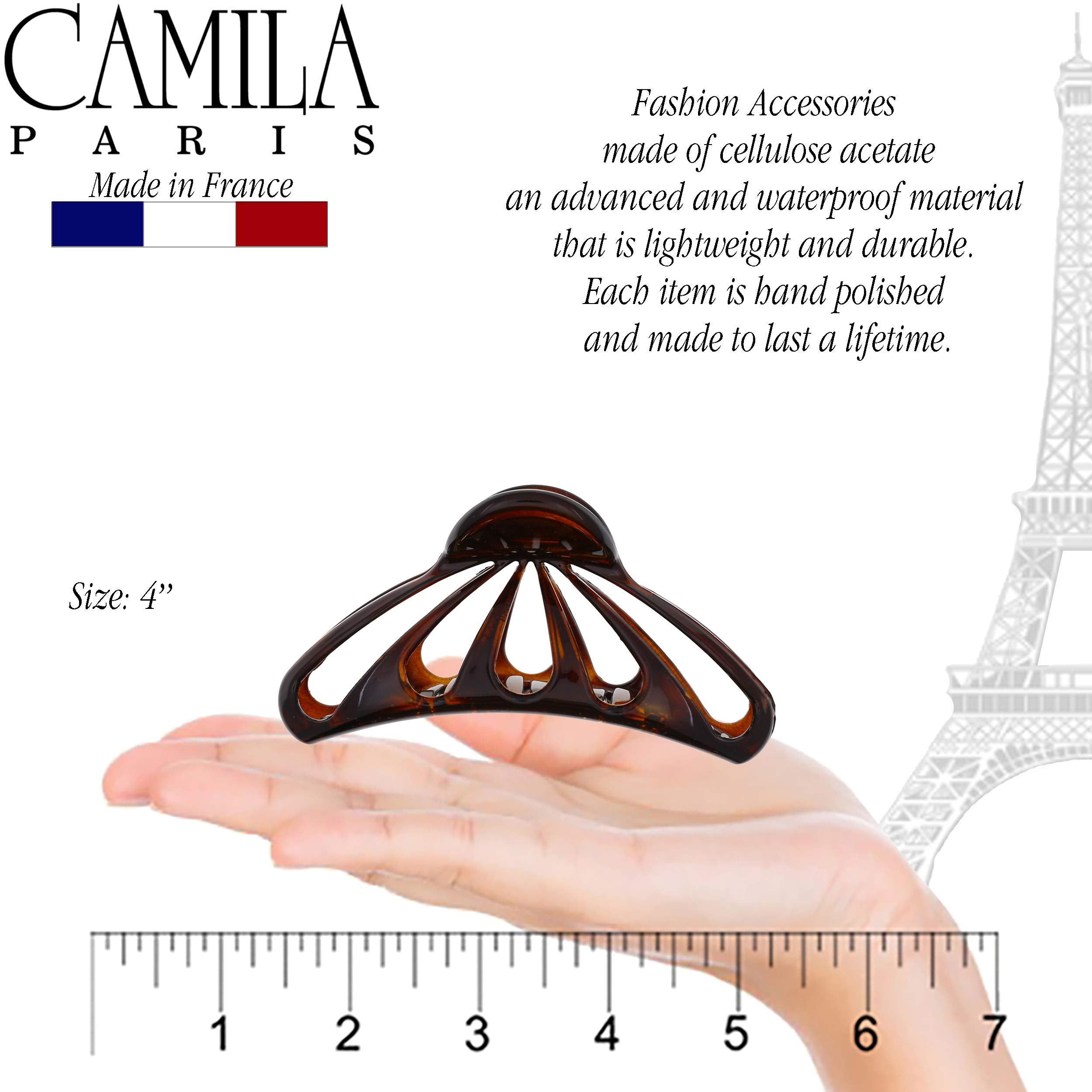 Camila Paris clip securing a full long hair updo, holds heavy hair comfortably