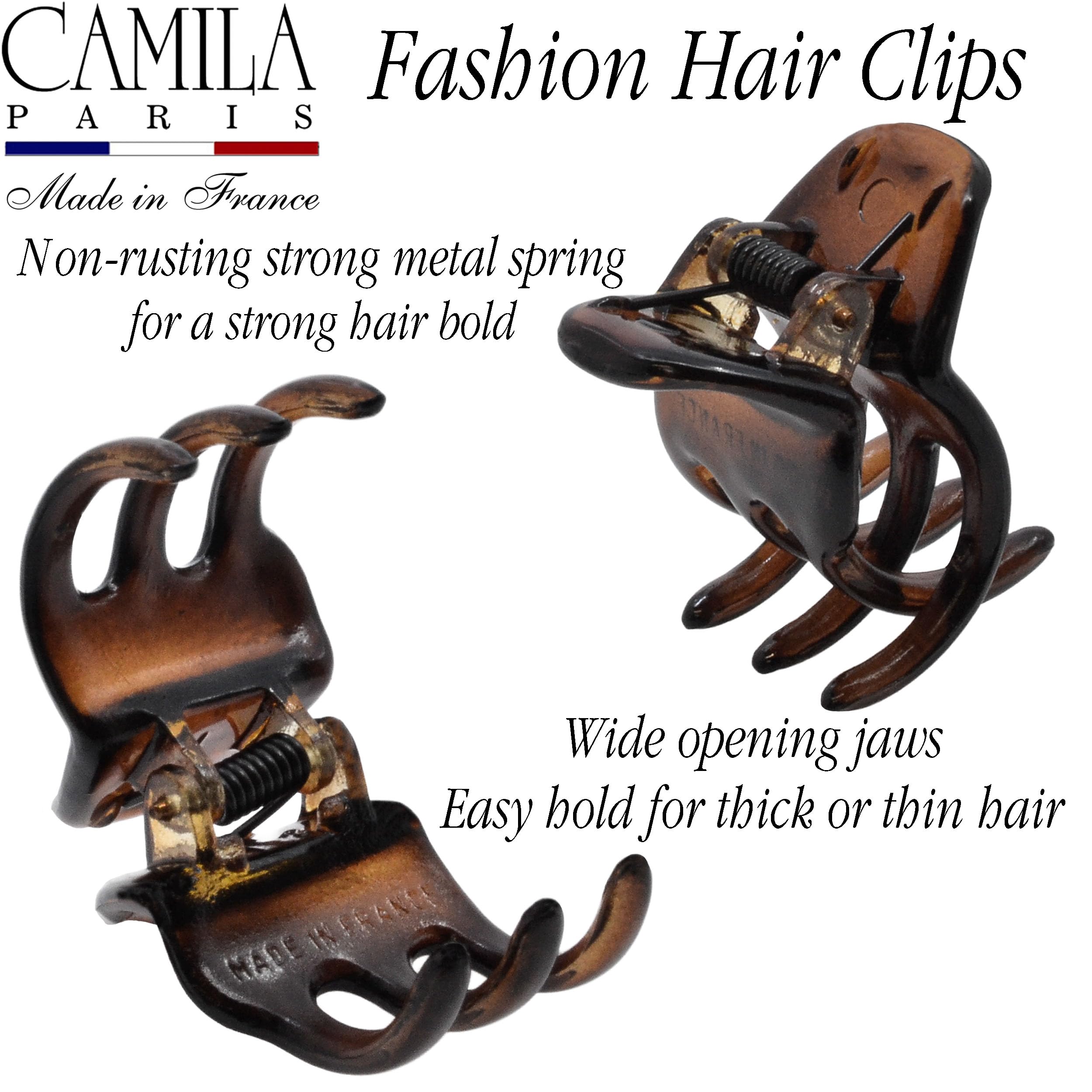Camila Paris clip worn half-up on model showing discreet, no-slip styling benefit