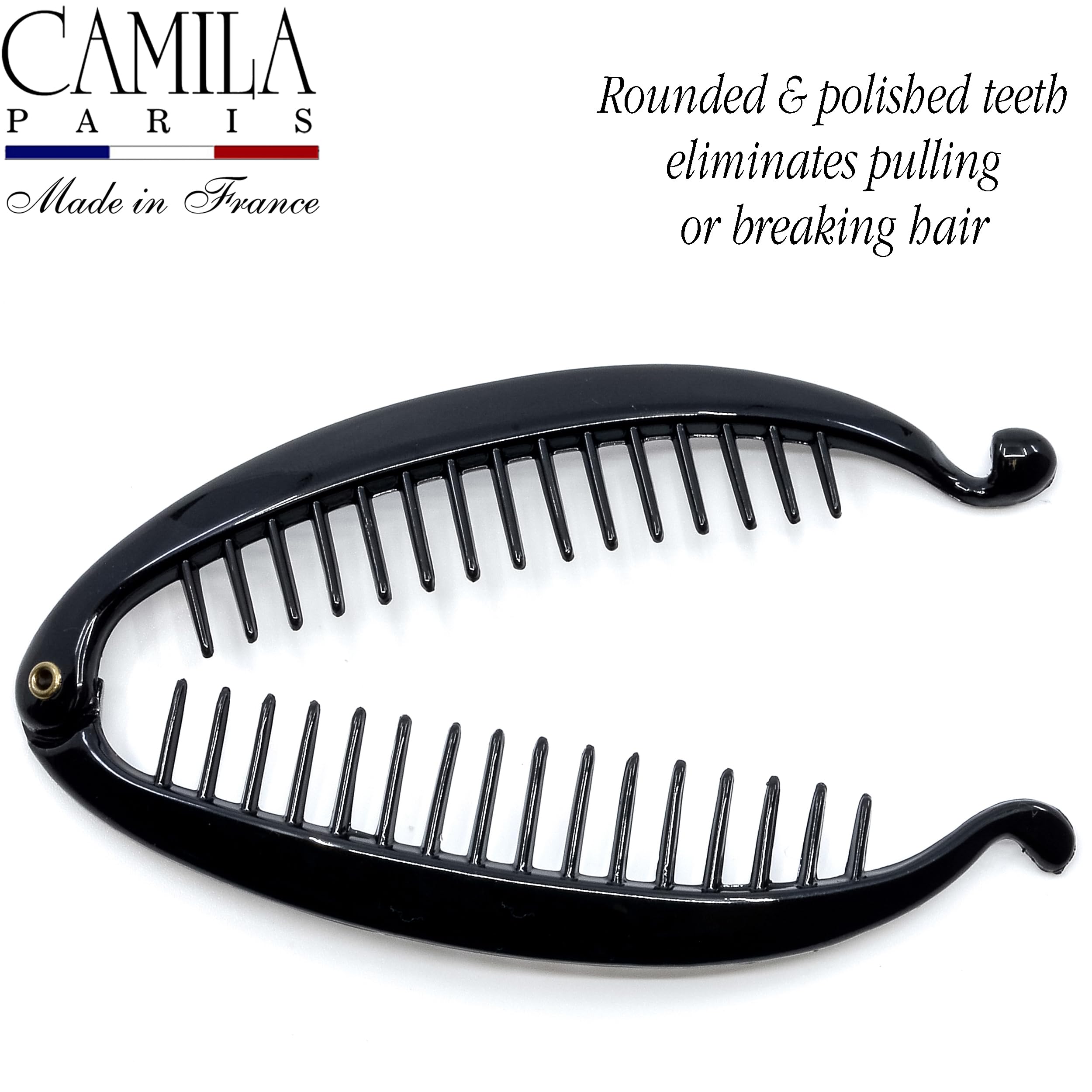 Camila Paris close-up of cellulose acetate finish for snag-free styling