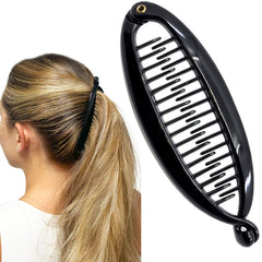 Camila Paris front view of banana clip showing smooth shape and firm hold