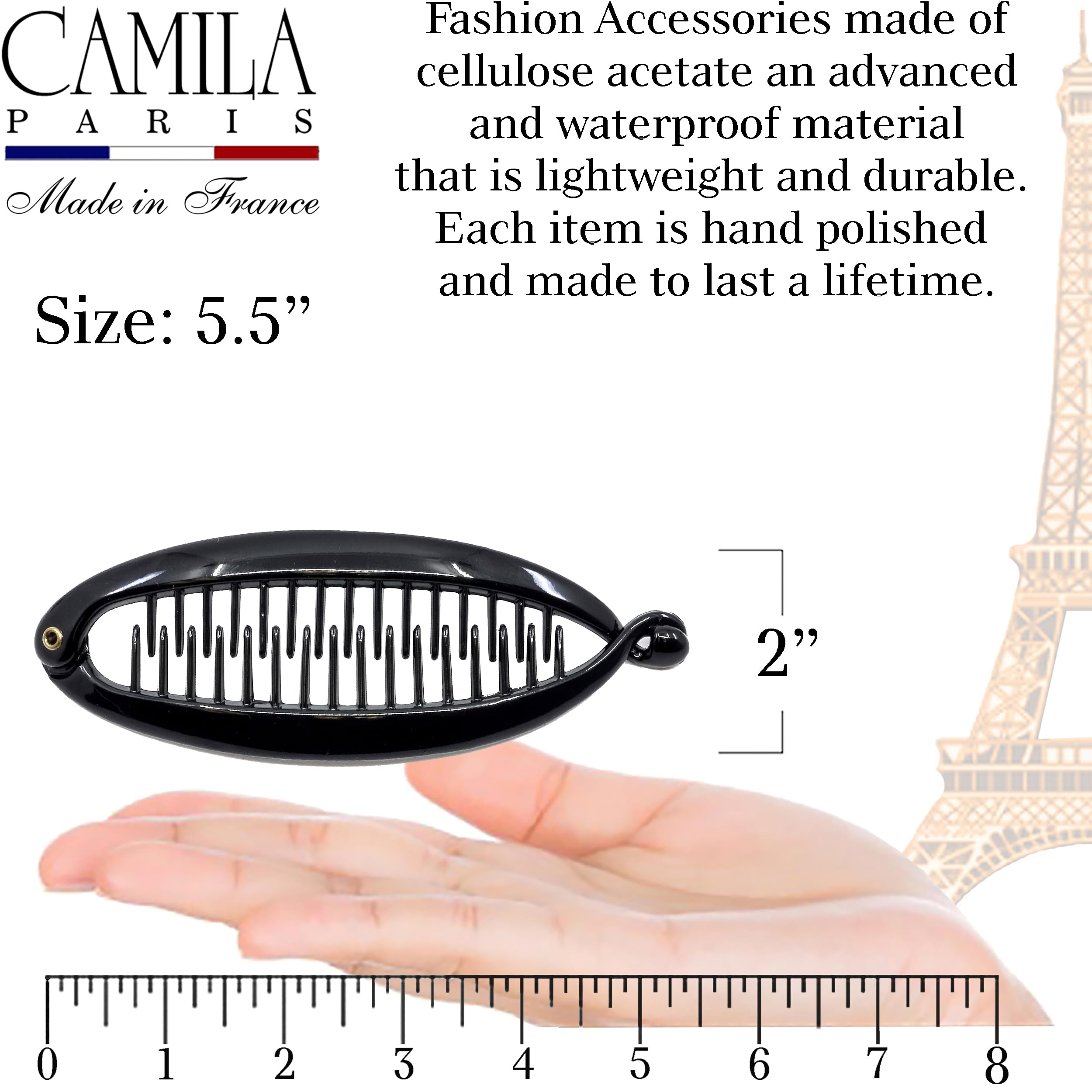 Camila Paris open double-comb view showing interlocking secure grip