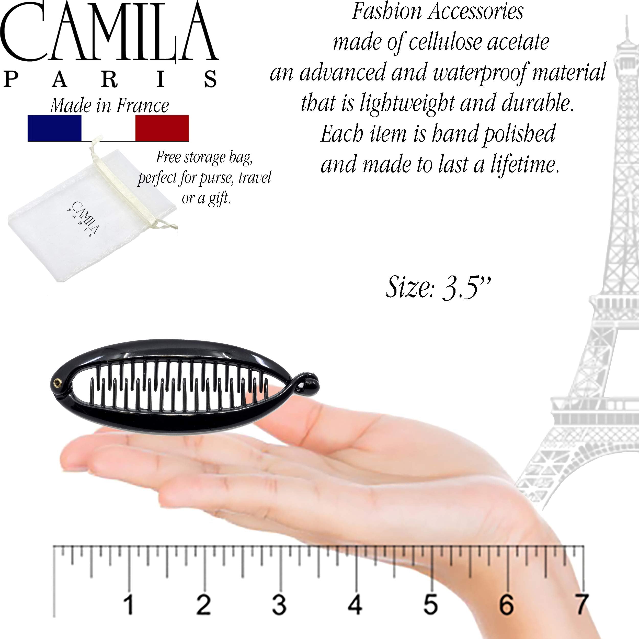 Camila Paris NV138 side profile showing curved fishtail shape for secure fit