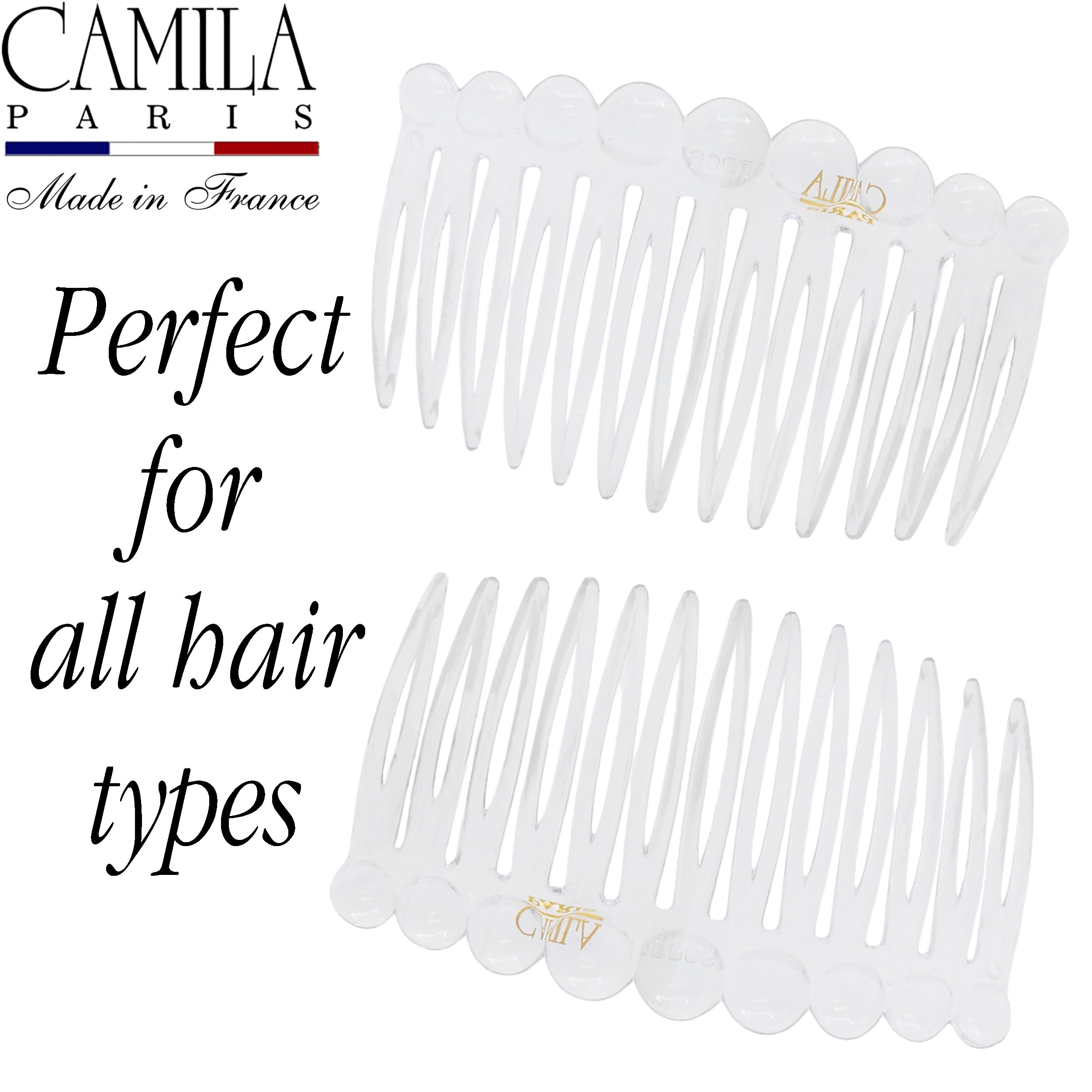 Camila Paris paired combs laid out showing set configuration for versatile styling
