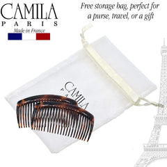 Camila Paris comb next to ruler showing compact 4 inch size for travel