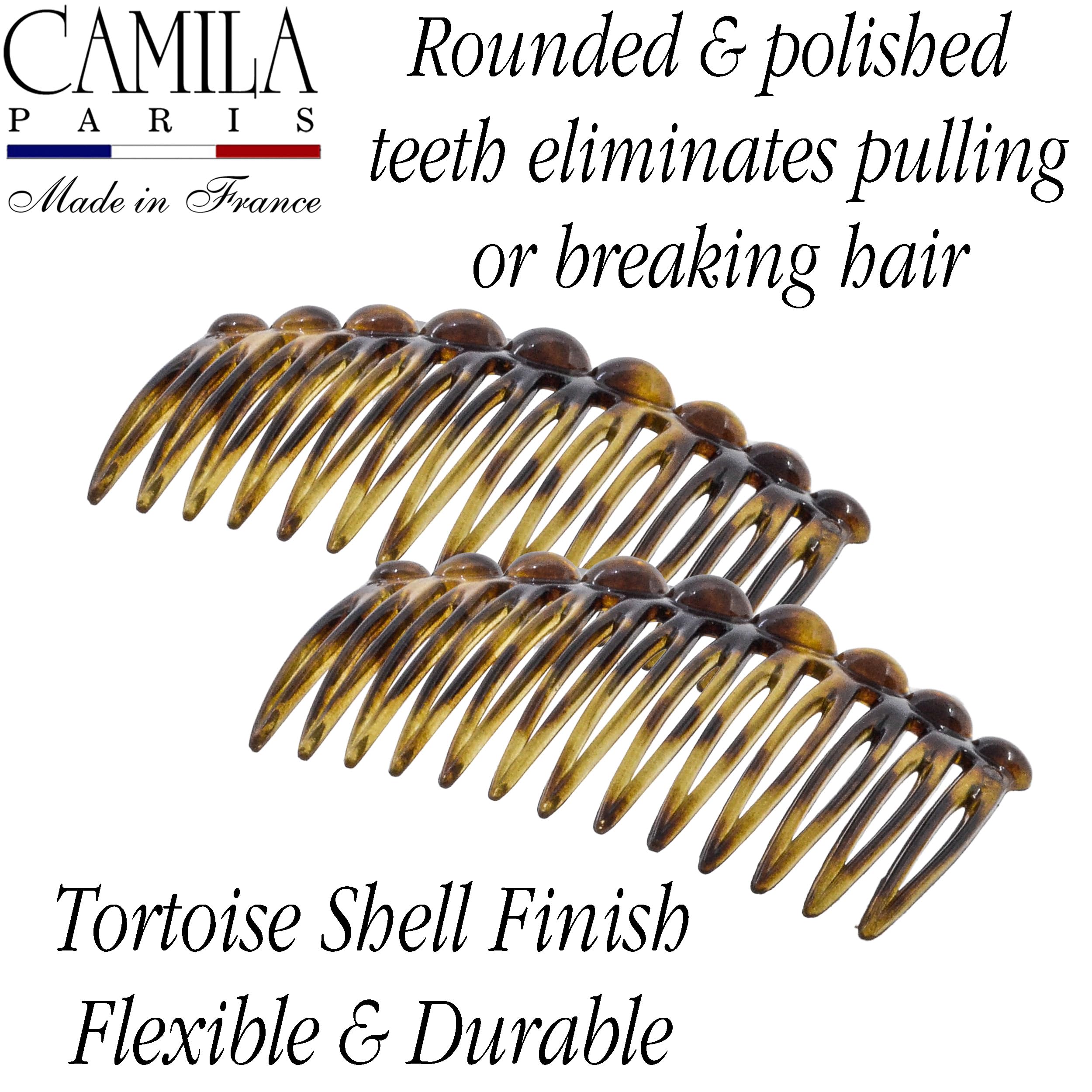 Camila Paris hand-held comb showing compact 2.75-inch scale and portability benefit