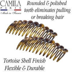 Camila Paris hand-held comb showing compact 2.75-inch scale and portability benefit