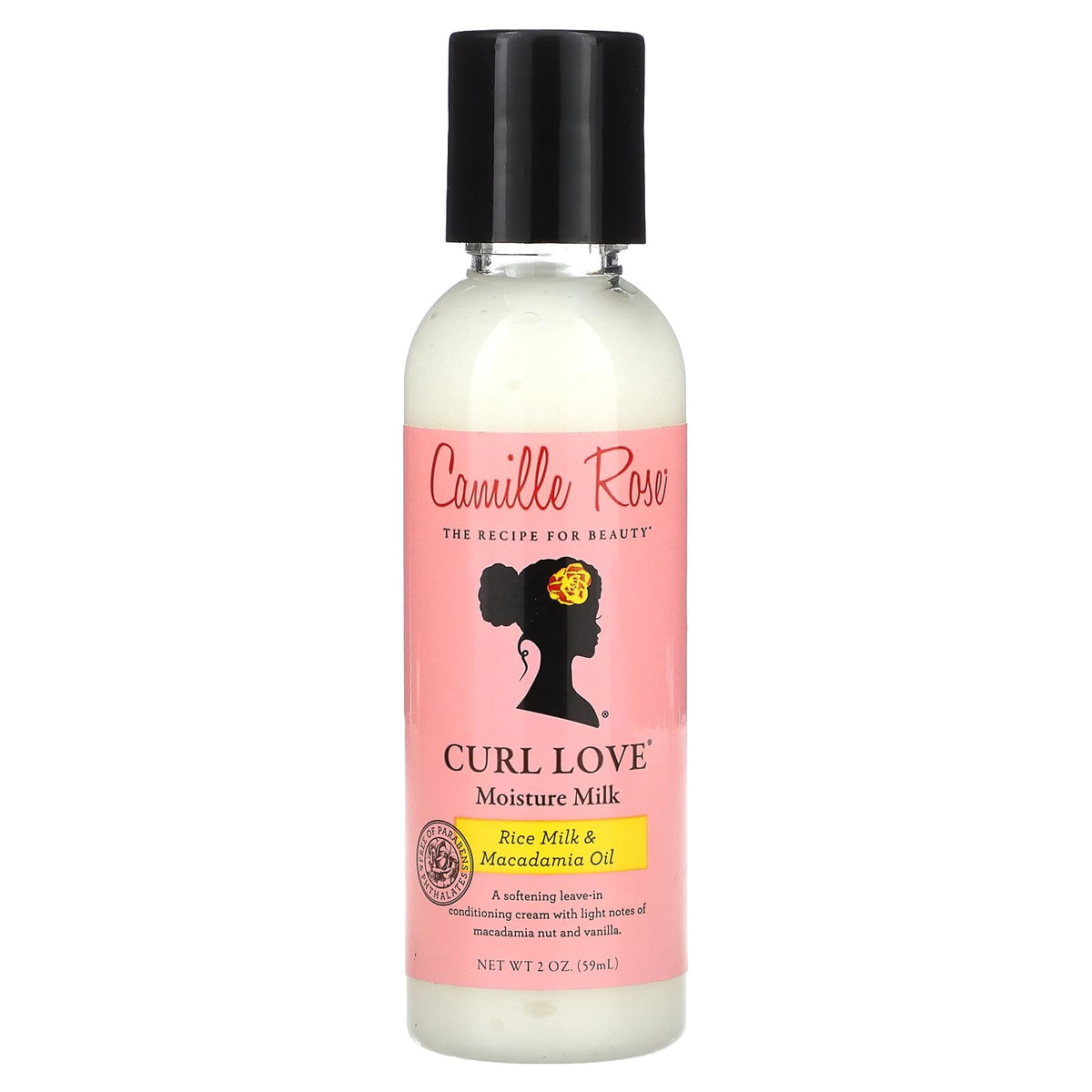 Camille Rose front packaging showing bottle and label, highlights portable 2 oz size