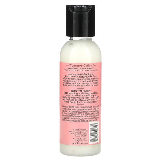 Camille Rose texture close-up of moisture milk on hand, shows silky slip for detangling