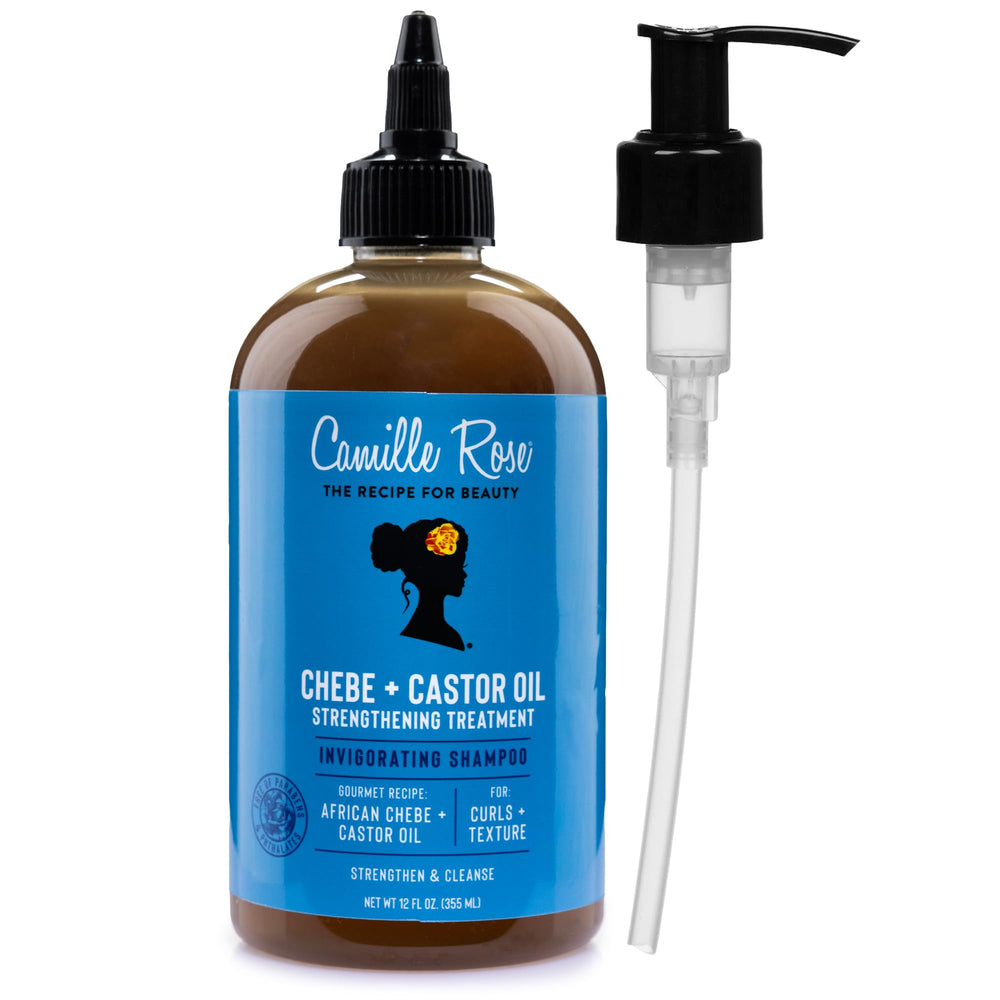 Camille Rose front pump bottle showing label and easy-dispense benefit