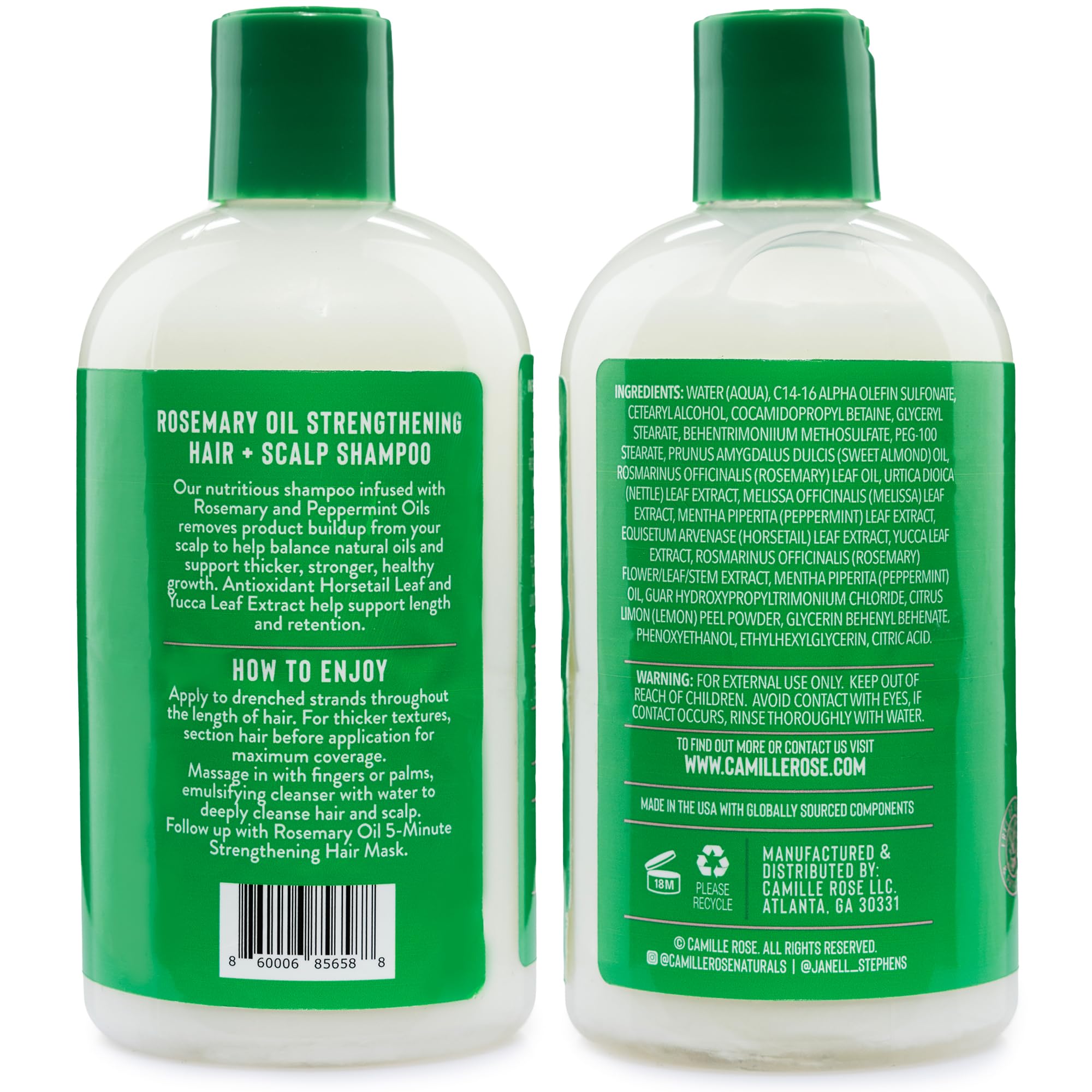 Camille Rose shampoo texture on palm highlighting creamy lather benefit