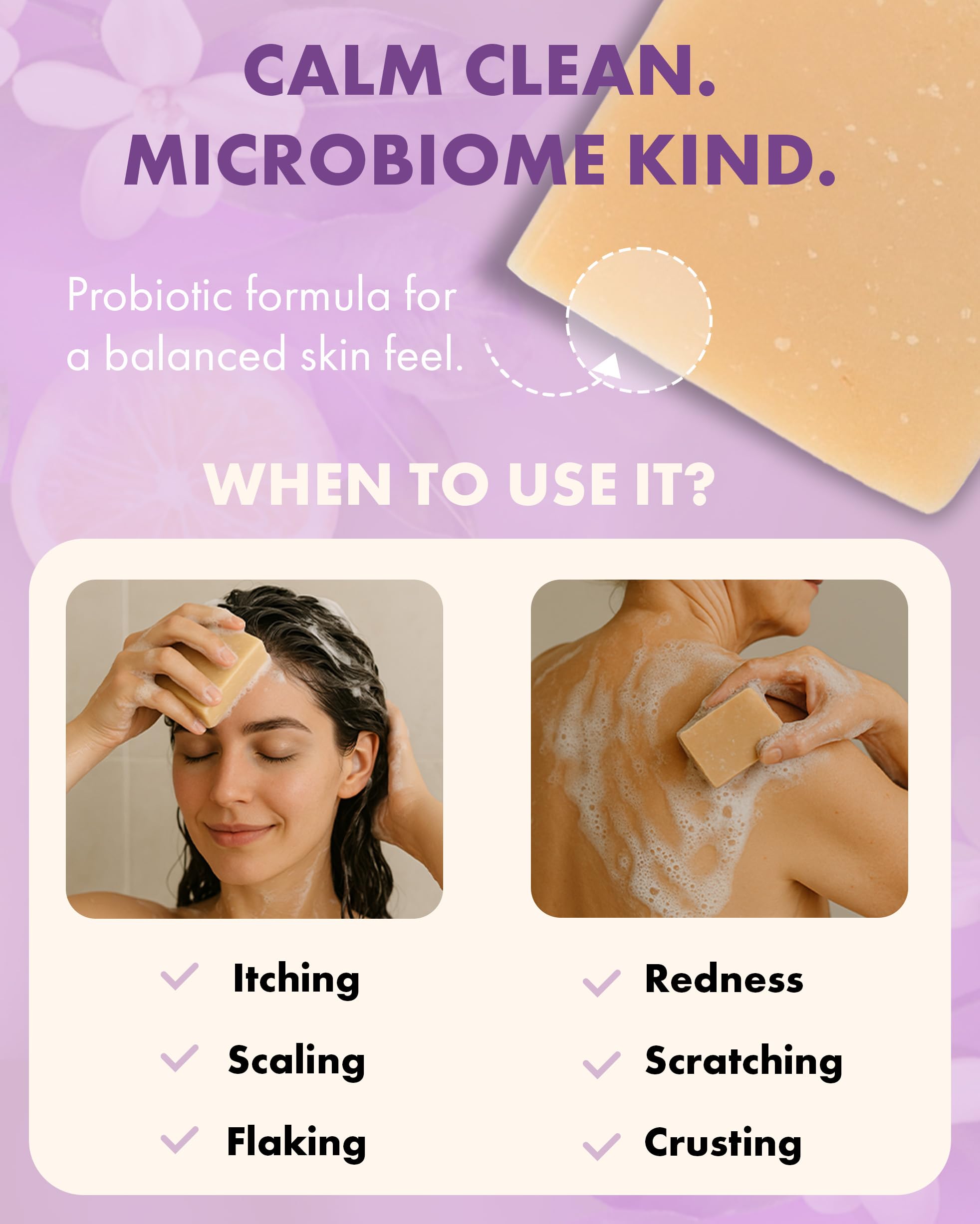 Candida Freedom soap lather on hands showing gentle foaming and easy rinsing benefit