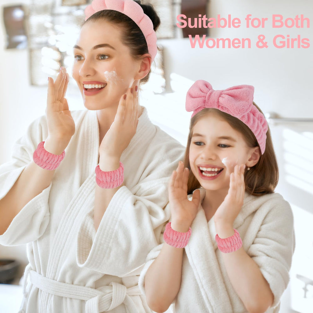 Canitor headband worn during face wash, keeps hair away and sleeves dry