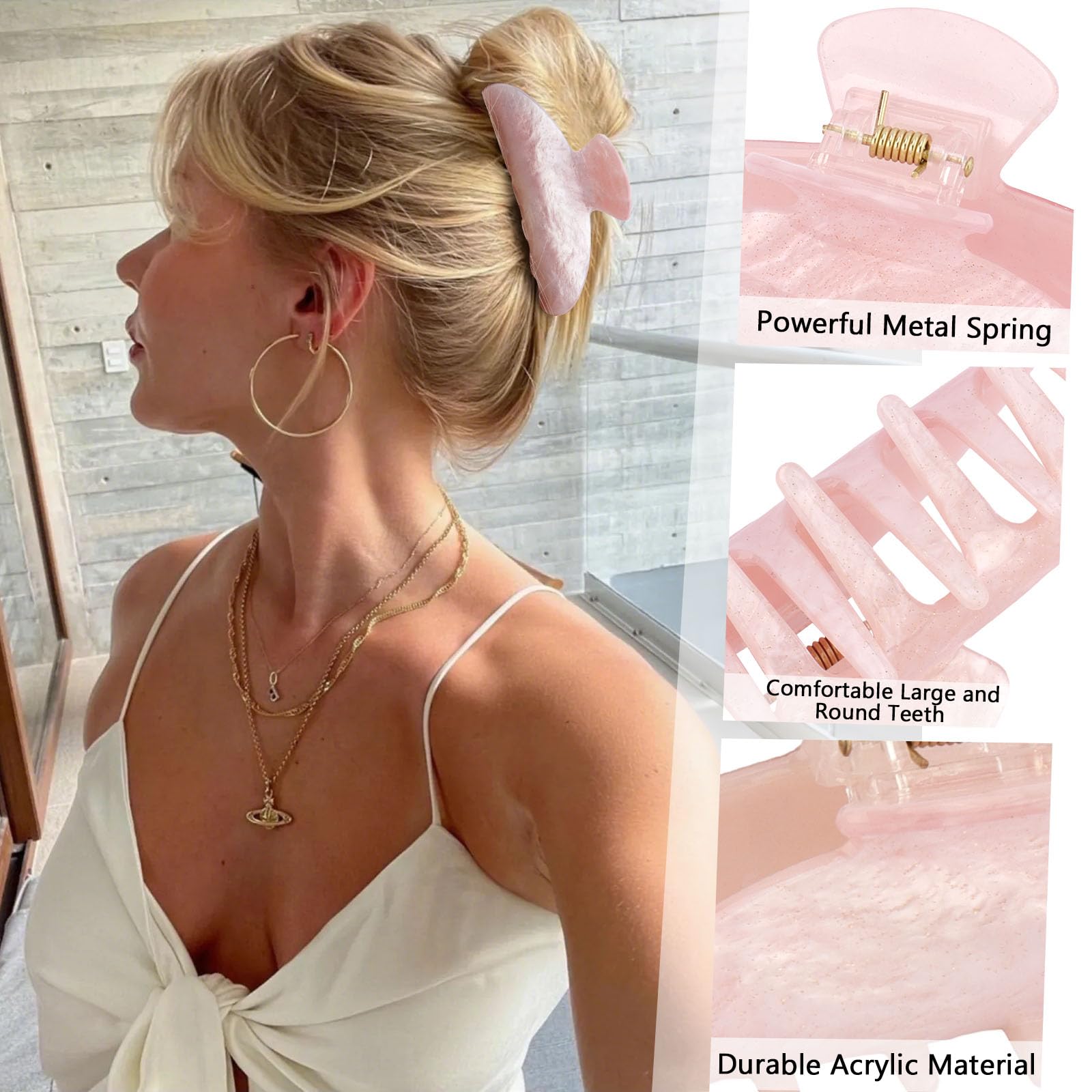 Canitor clip worn in half-up hairstyle demonstrating secure hold and elegance