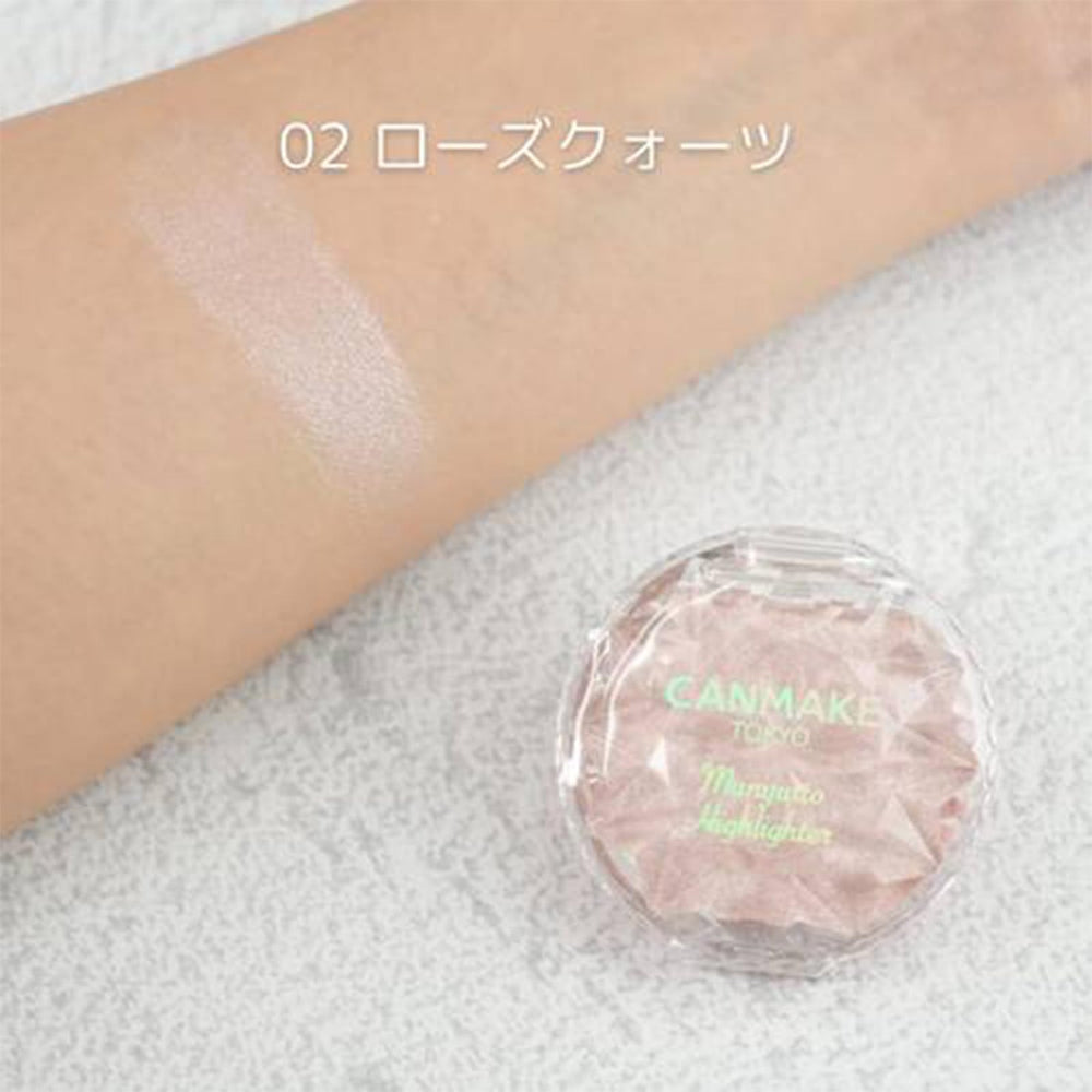 CANMAKE Munyutto on-skin cheek closeup showing natural pink glow and luminous benefit