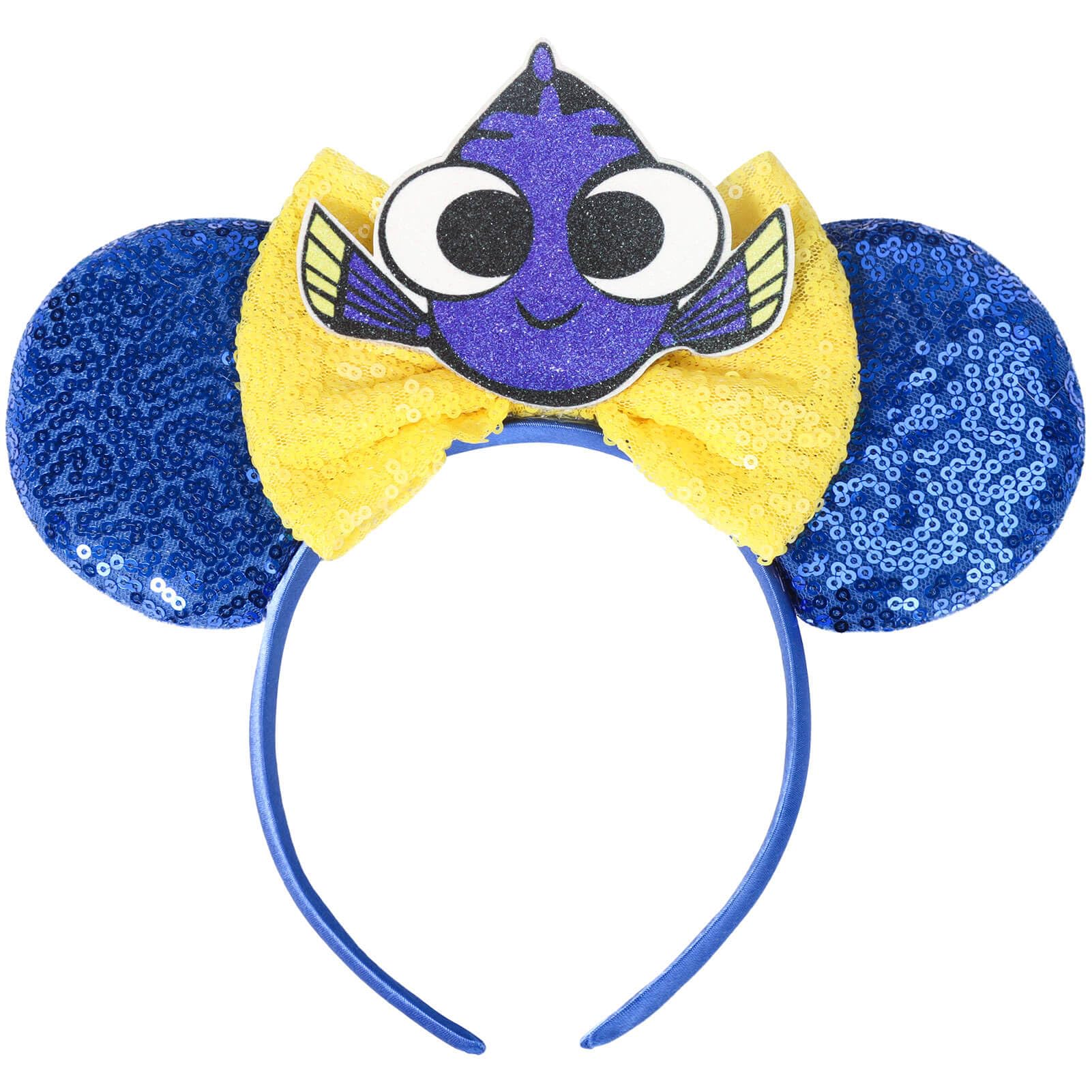 CANMIL blue headband front view showing sparkly ears and themed bow for playful styling