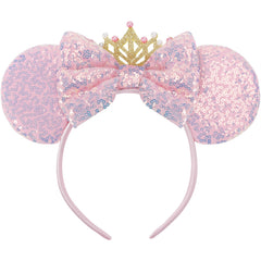 CANMIL front view headband showing pink sequins and bow, perfect for dress-up