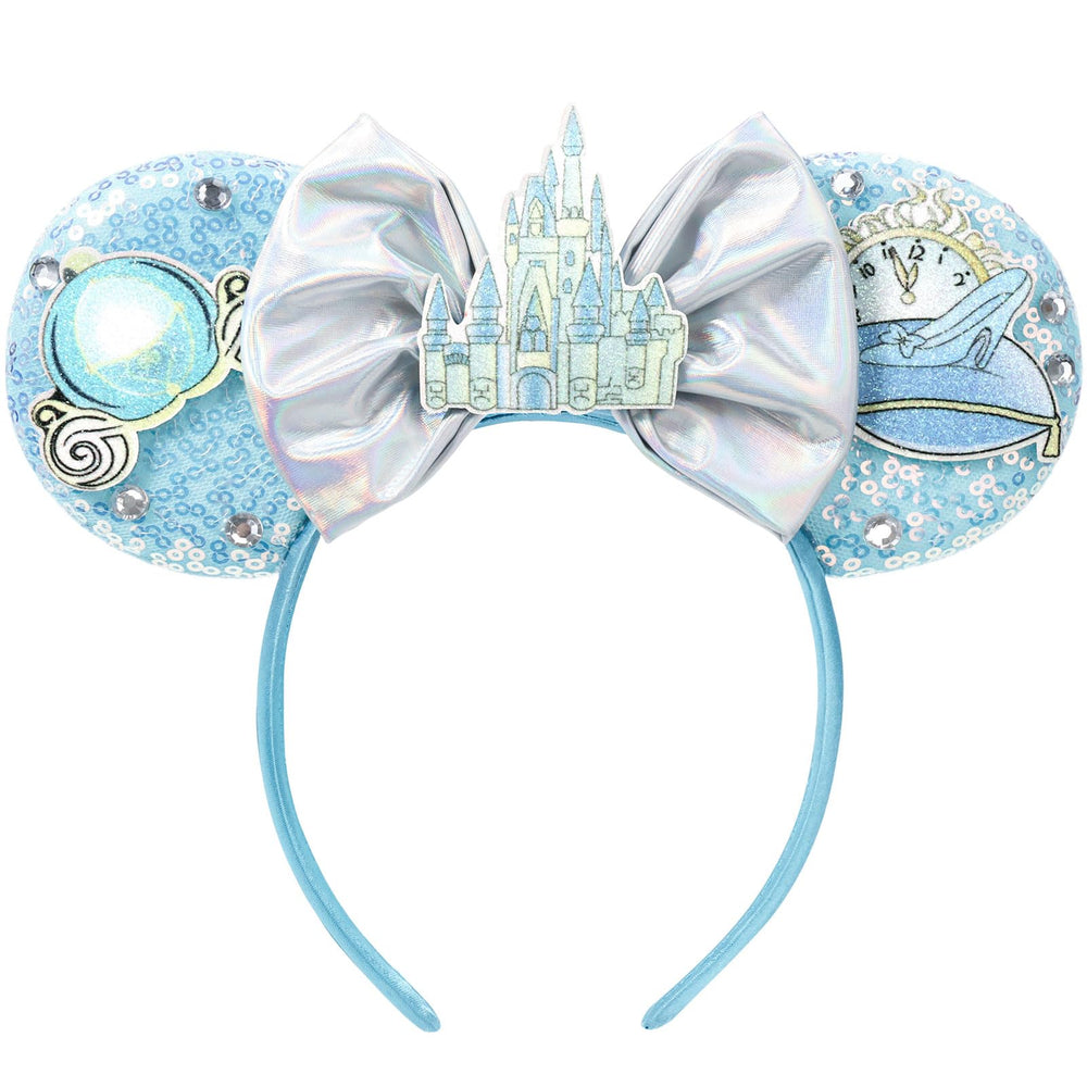 CANMIL front view of castle-themed sequin ears headband, sparkly outfit upgrade