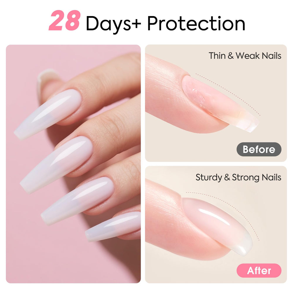 CANNI apex before and after nails showing improved nail curvature and support