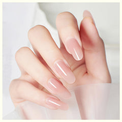 CANNI builder gel cured French overlay demonstrating long-lasting shine benefit