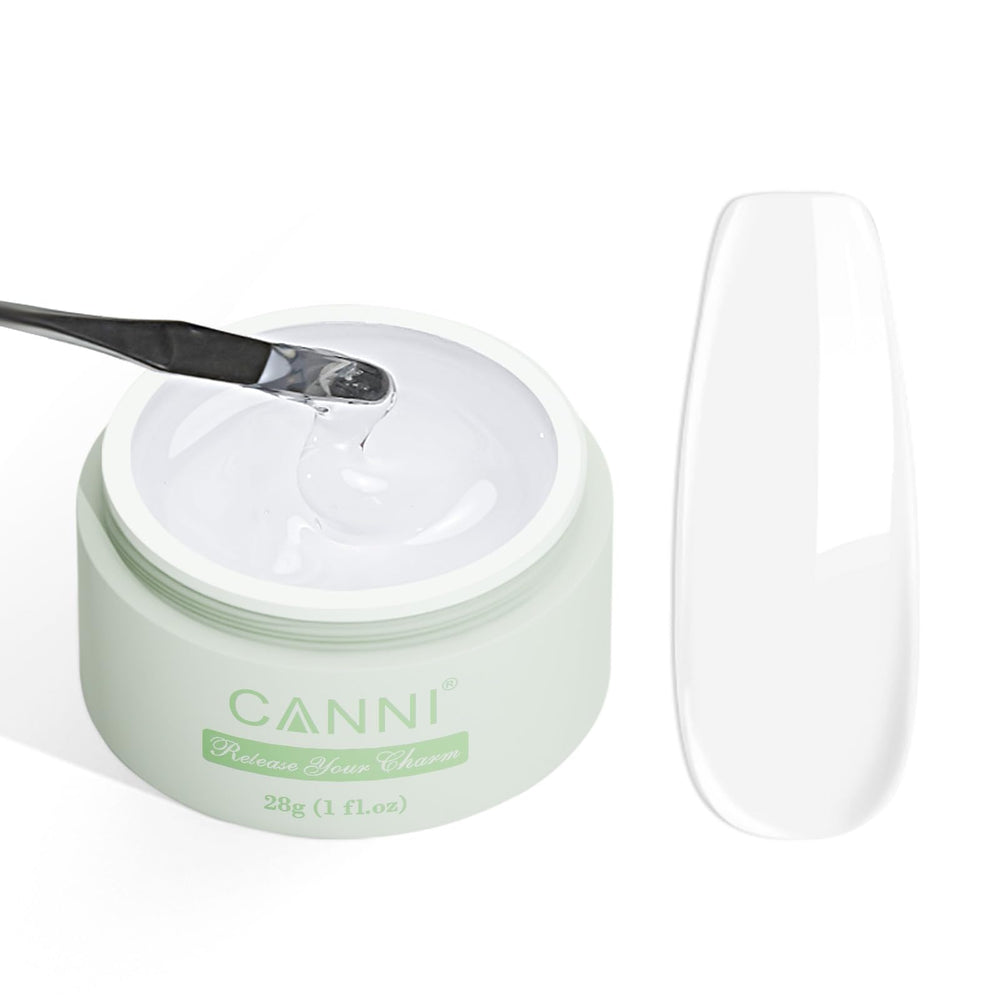 CANNI builder gel front bottle shows clear polish and brand for easy identification