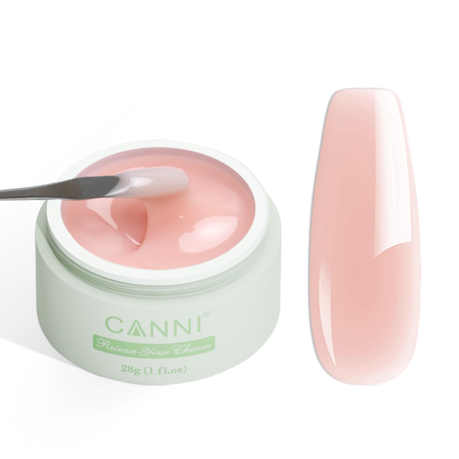 CANNI builder gel bottle front view showing product label and size benefit