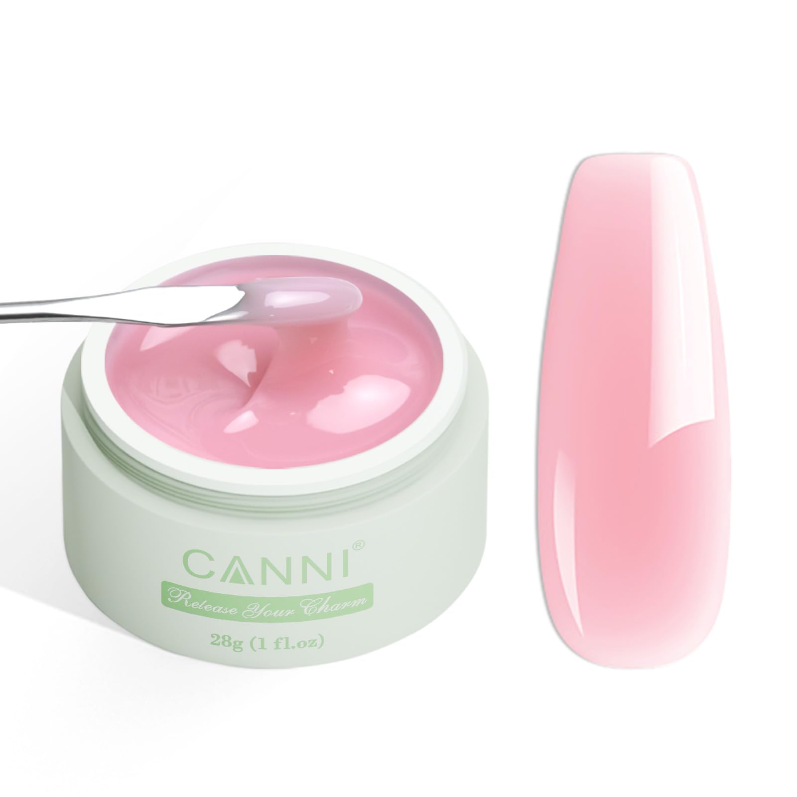 CANNI builder gel bottle front view showing label and 1 fl oz size benefit
