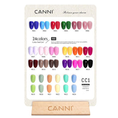 CANNI color bottles lined up to display true gel shades for quick choice