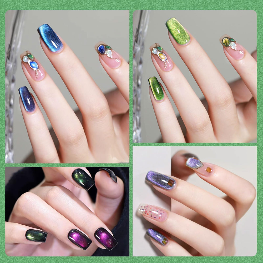 CANNI swatch nail tips showing deep green shade and finish