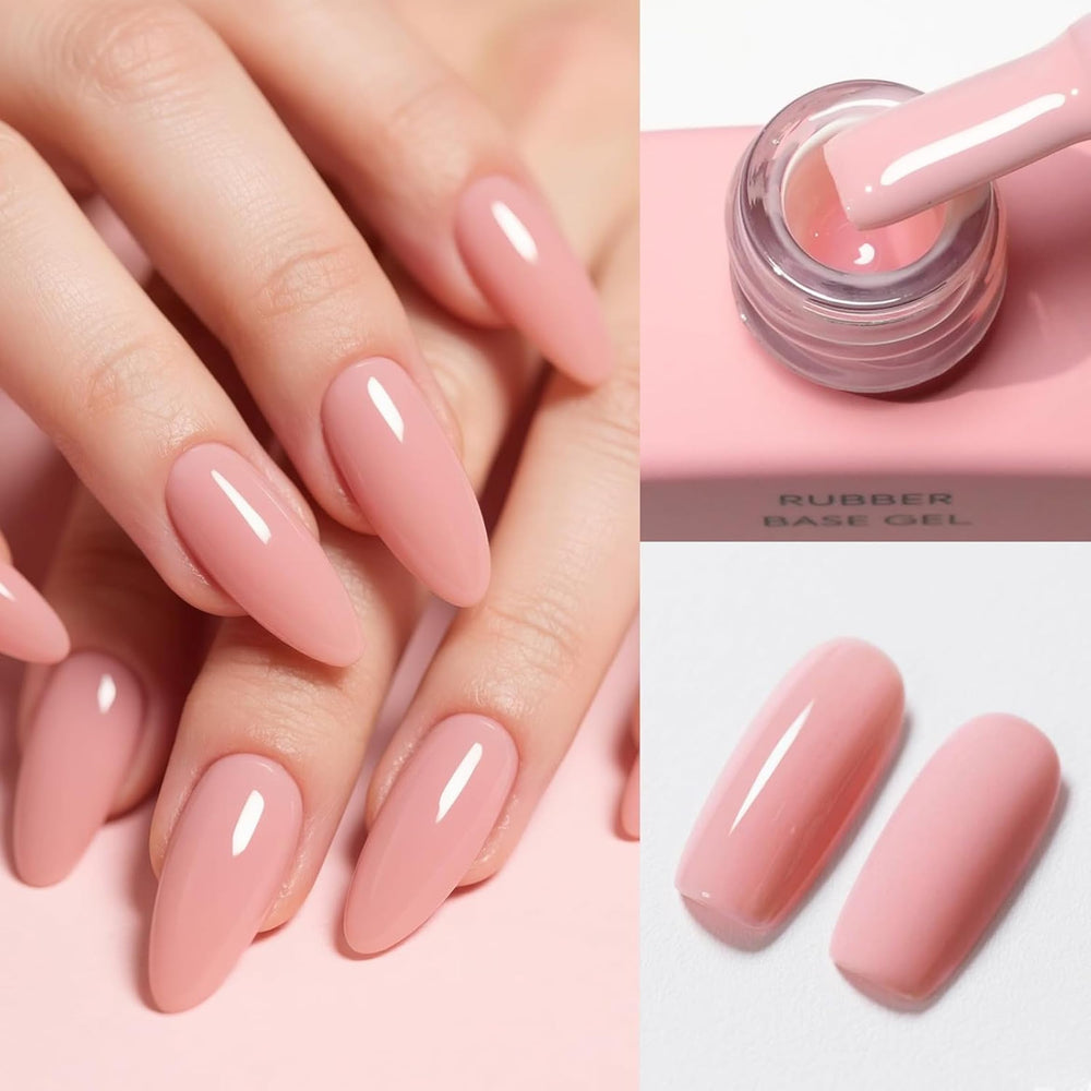 CANNI nail swatch on finger showing natural glossy nude-pink finish benefit