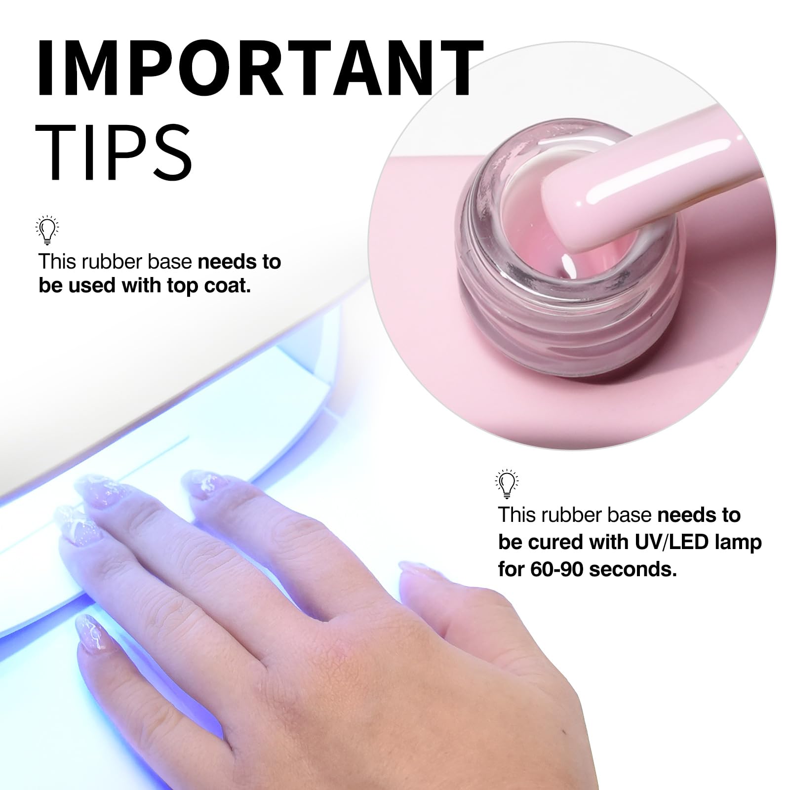 CANNI base gel applied on a natural nail demonstrating subtle pink glow