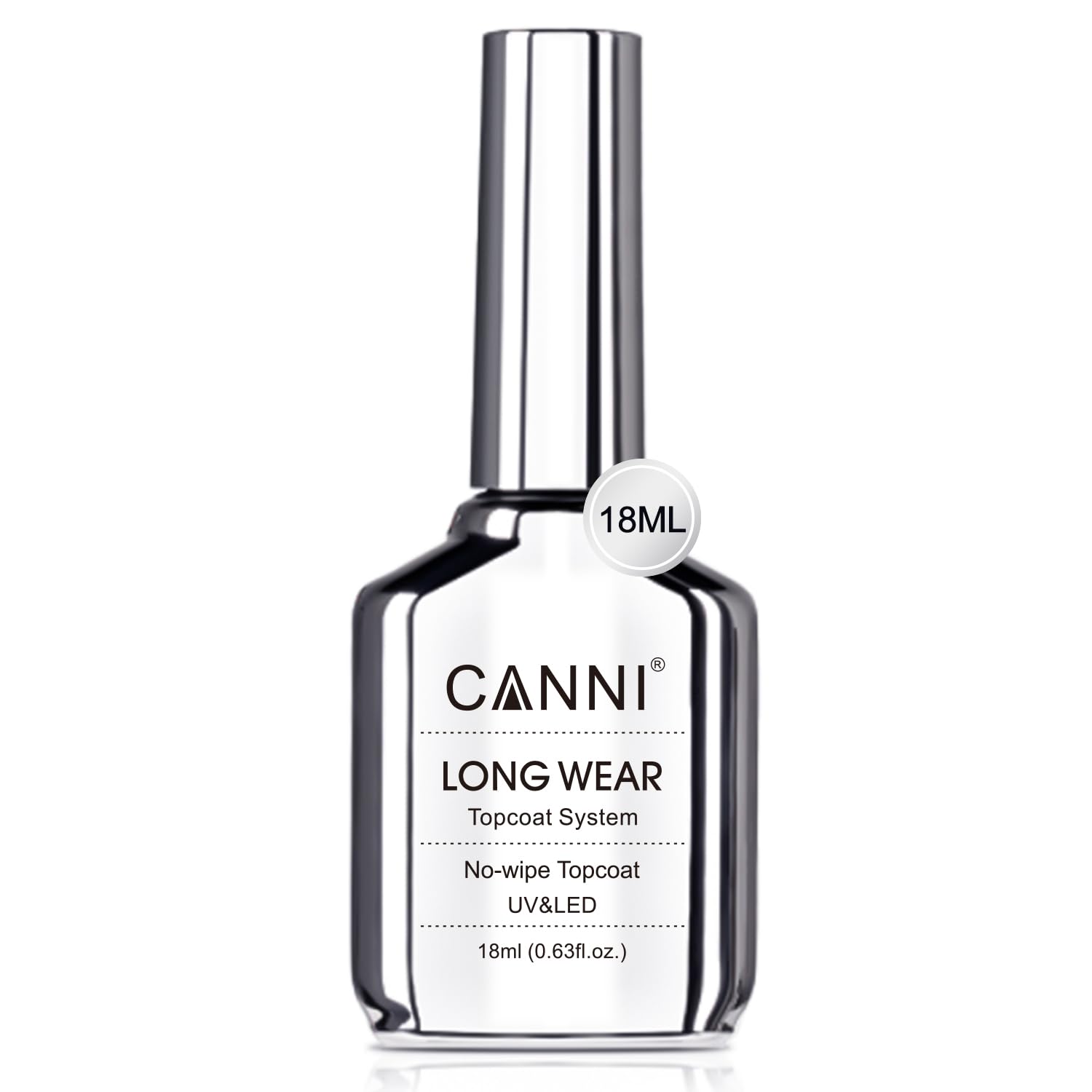 CANNI bottle front view showing clear top coat and brand