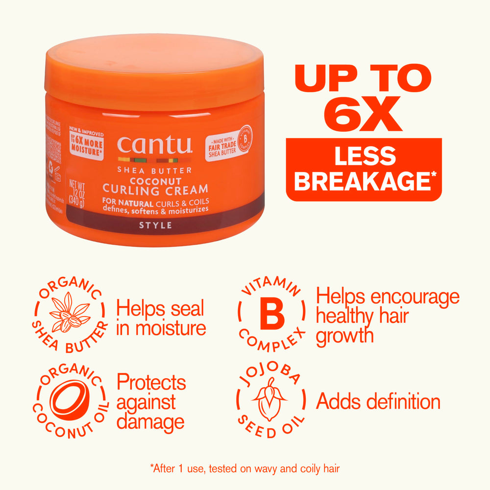 Applying Cantu curling cream to damp hair to enhance curl pattern and moisture