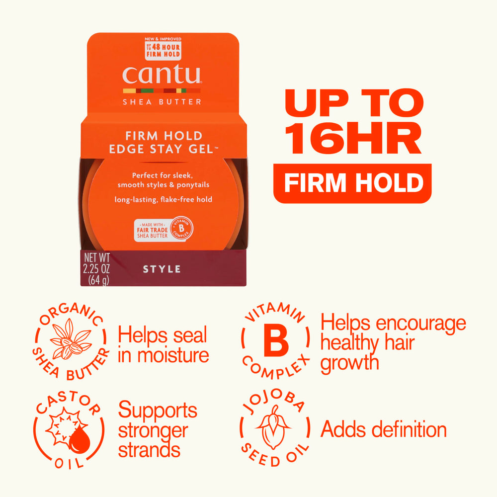 Cantu gel texture close-up highlighting shea butter shine and smooth finish