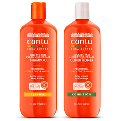 Cantu front packaging duo showing both bottles and benefits for textured hair