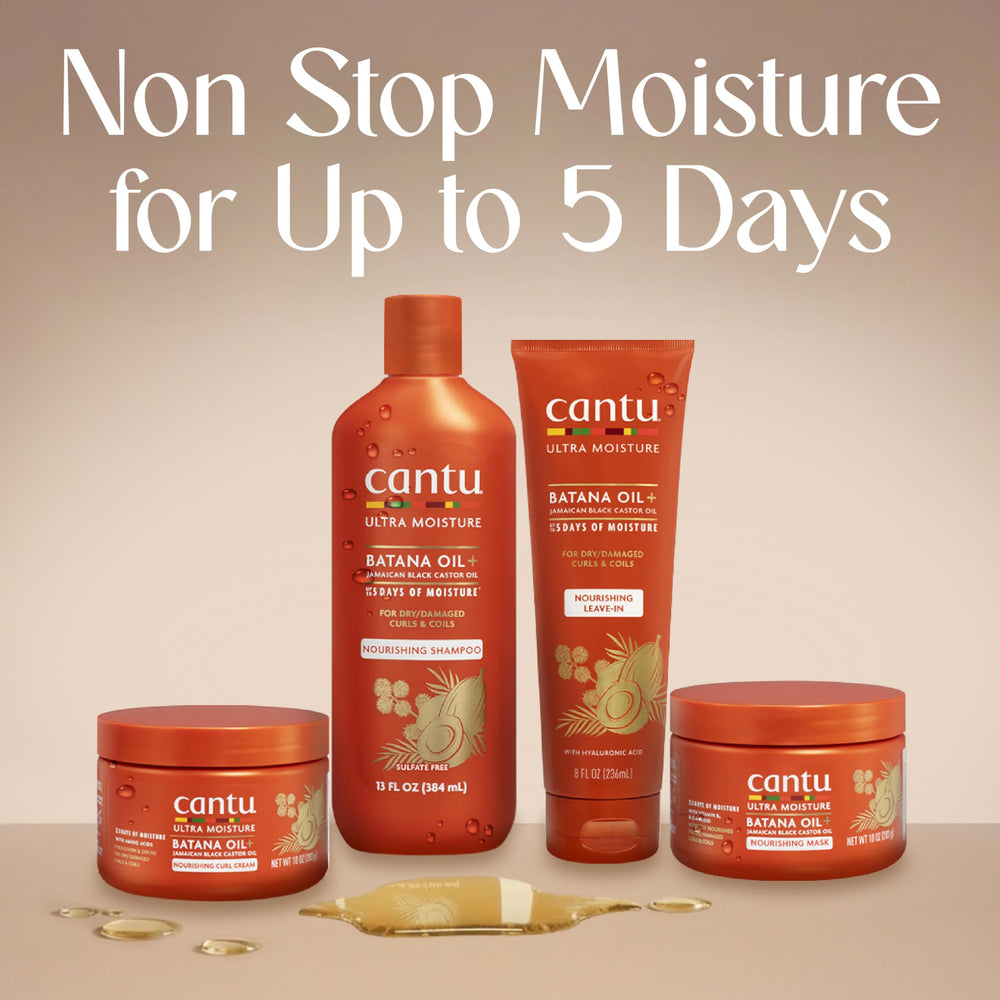 Cantu bottle in shower scene showing in-routine usage benefit