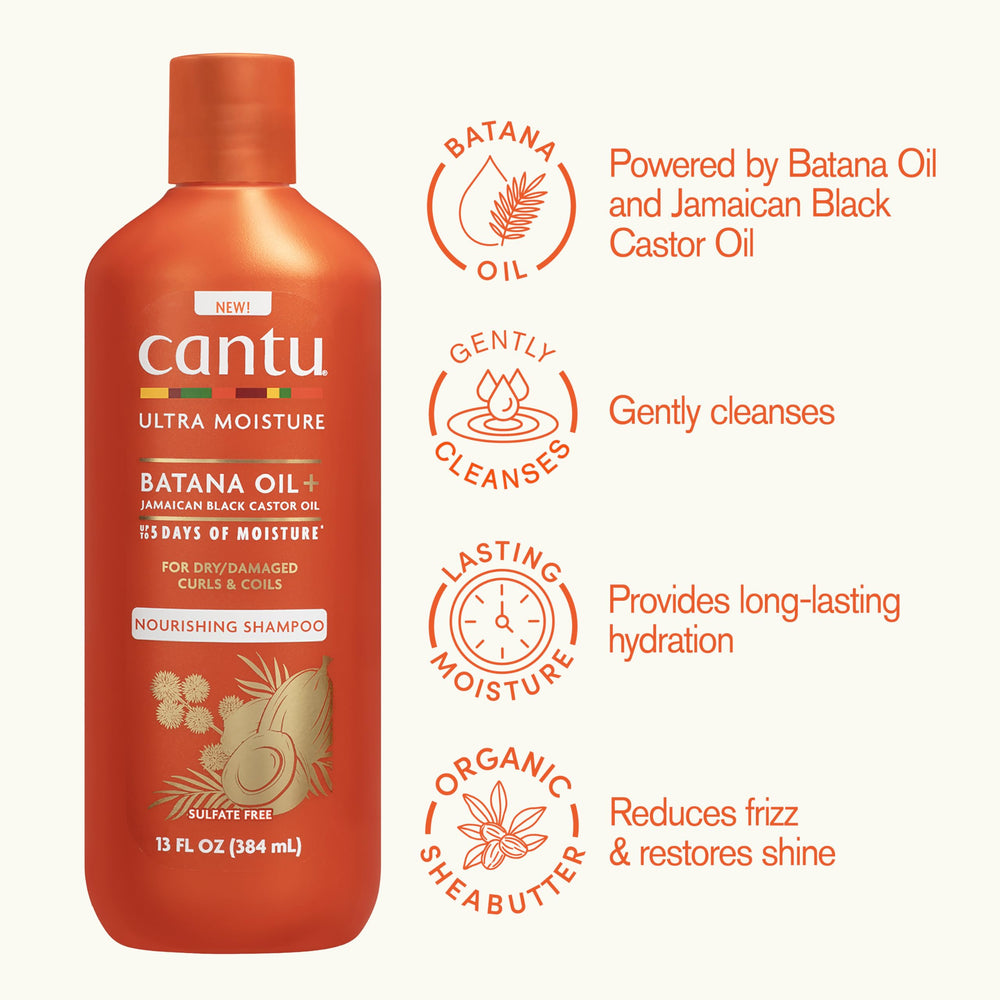Cantu label close-up highlighting ingredients and clear directions