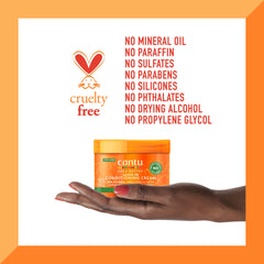 Cantu next to a hand for scale conveying real 12 oz volume and value in pack