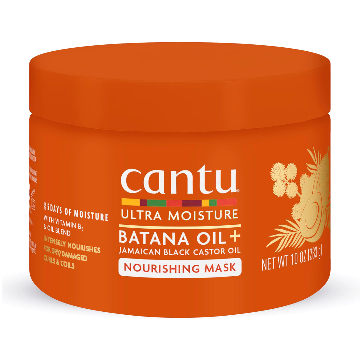 Cantu jar front view showing label and 10 oz size for clear identification and trust