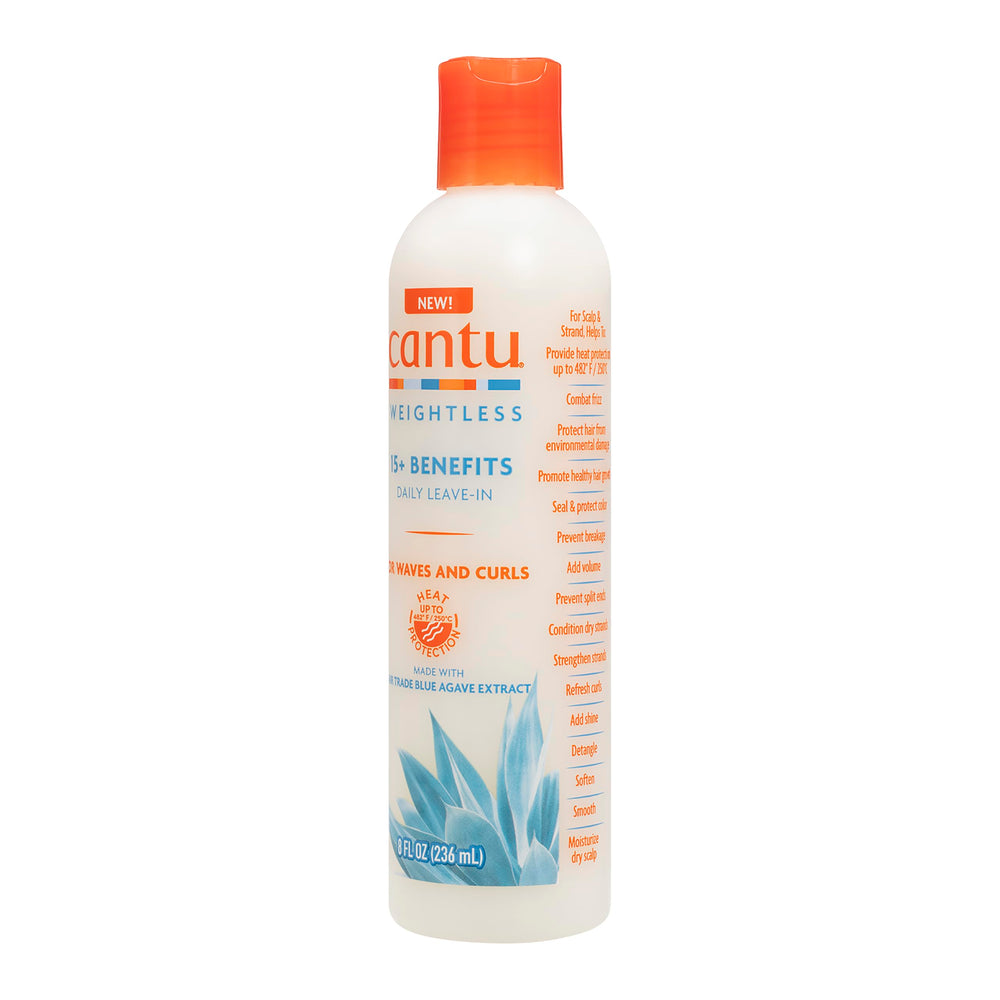Cantu weightless cream texture closeup demonstrating lightweight hydration benefit