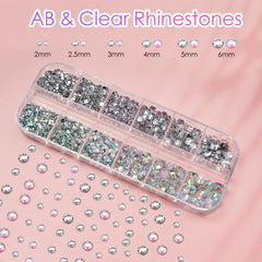 CANVALITE top view of AB and clear rhinestones showing graduated sizes for nail art