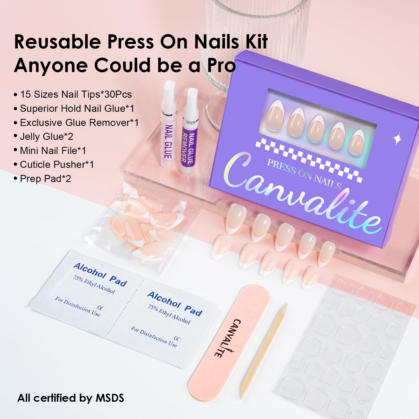 CANVALITE mini file and cuticle pusher tools for easy prep