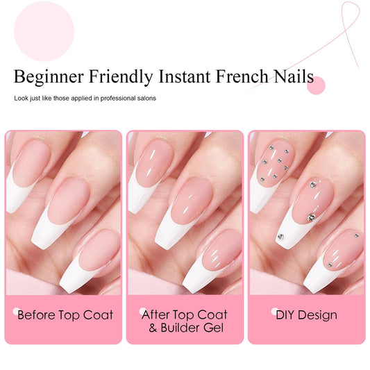 CANVALITE close-up of pink-white French tip design for instant polish look