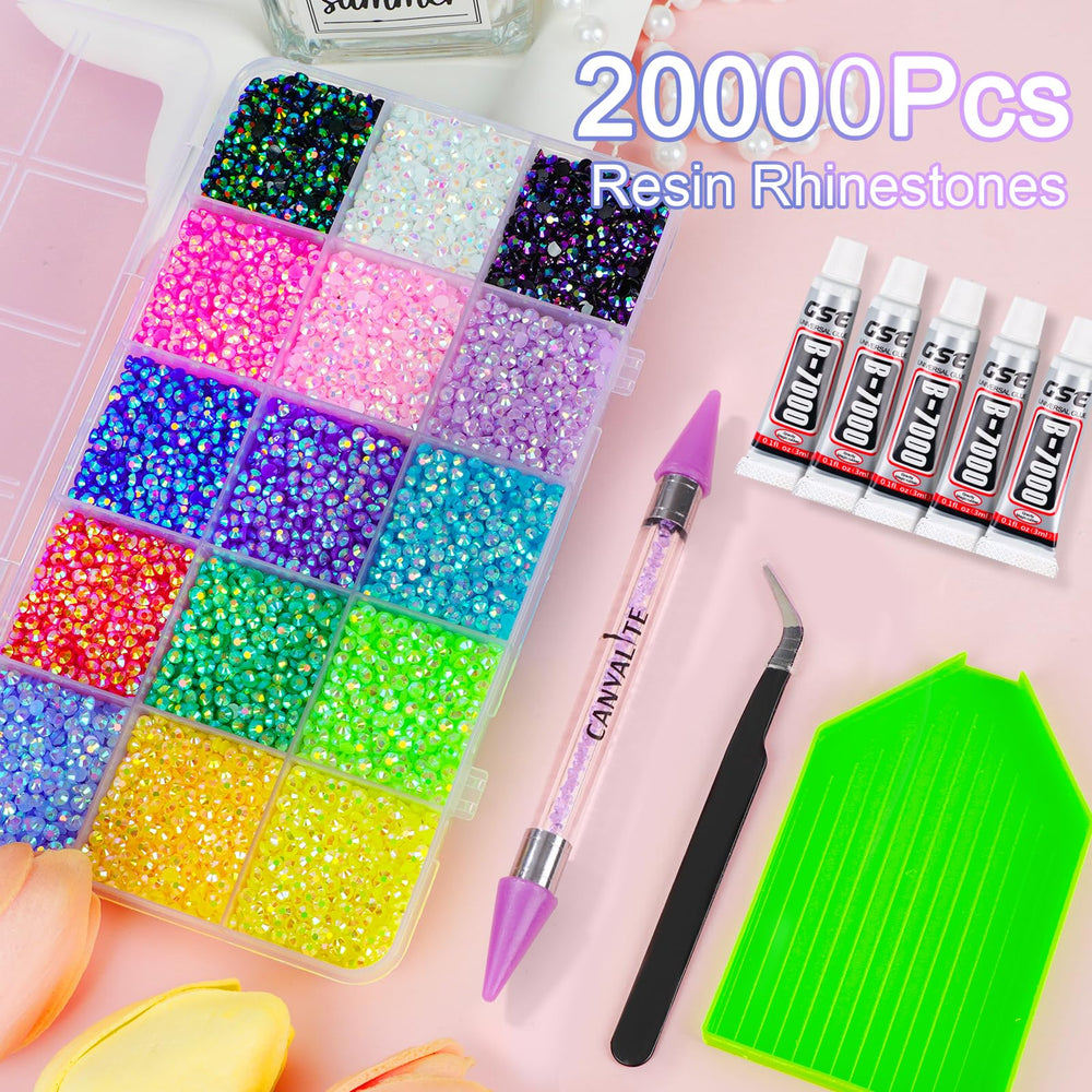 CANVALITE compartment tray open with sorted multicolor gems for tidy organization