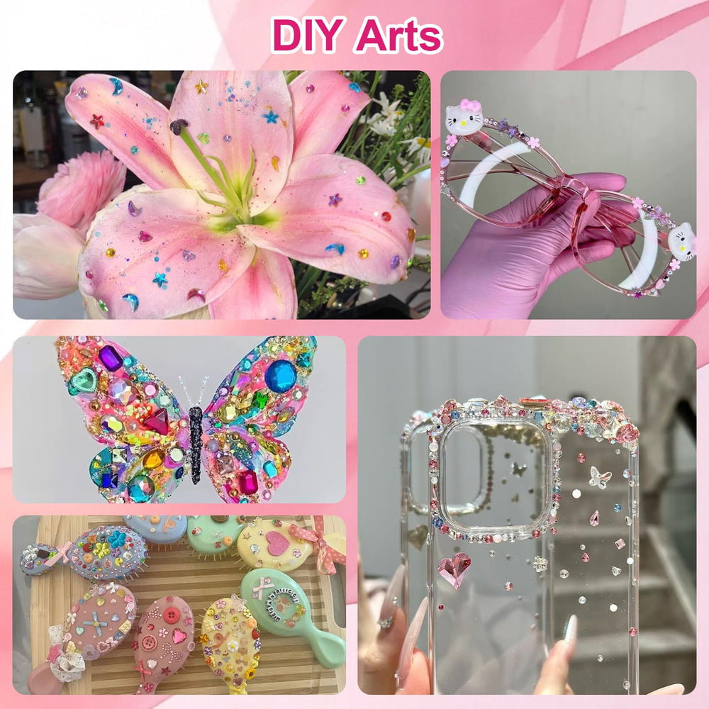 CANVALITE lifestyle craft table with gems being used for DIY decorations