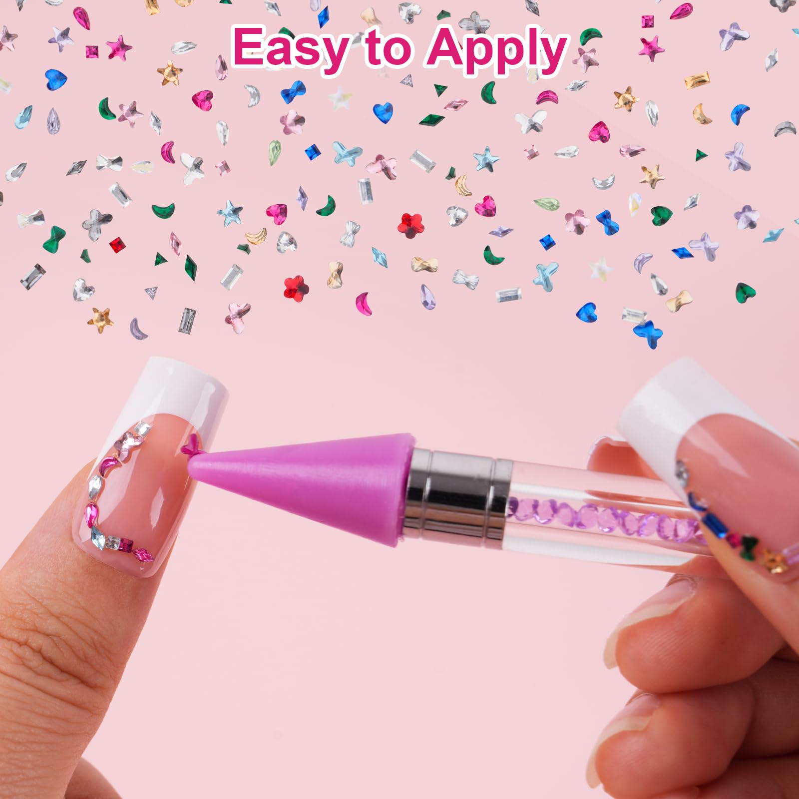 CANVALITE rhinestones applied on nails in salon for eye-catching accent