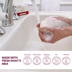 Close-up of Caprina by Canus bar texture highlighting creamy surface and moisturizing feel for soft skin