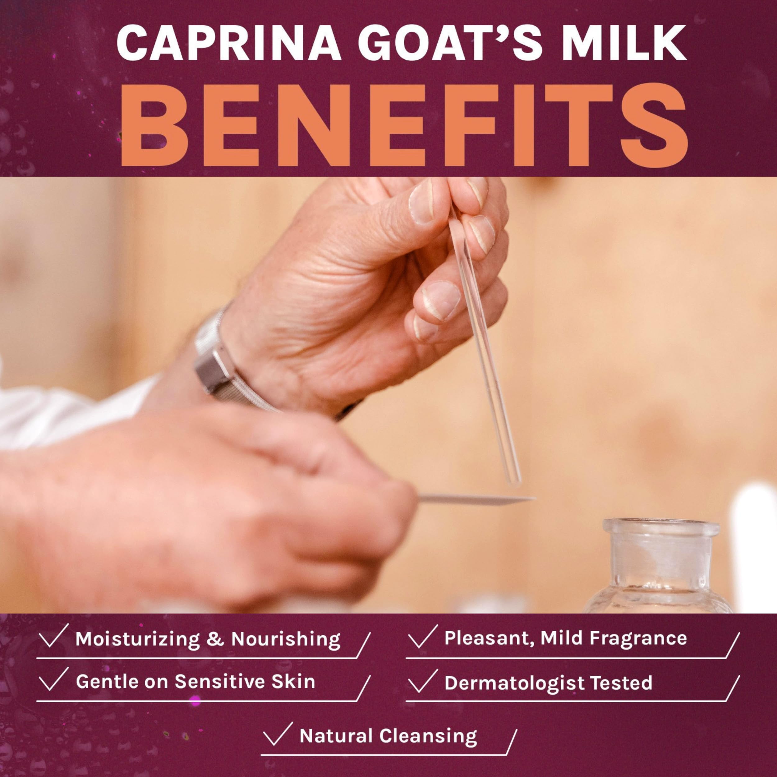 Caprina by Canus bar producing rich lather in hand demonstrating creamy foam and hydrating cleanse